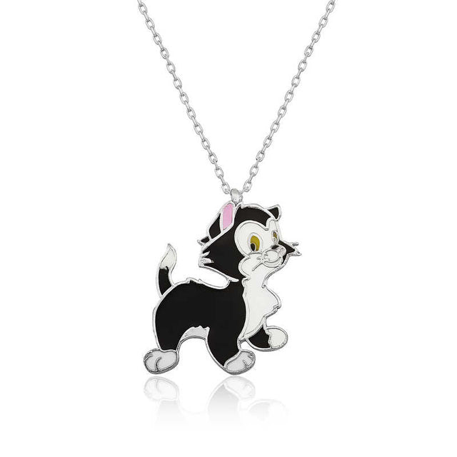 Necklace - Sterling Silver Enamel Cartoon Cat Pendant