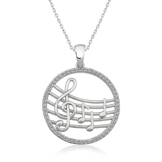 Necklace - Sterling Silver Music Note & Treble Clef Pendant