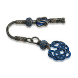 Hand-Woven Tesbih Tassel - Silver-Tone & Blue Kazaz Knot Design