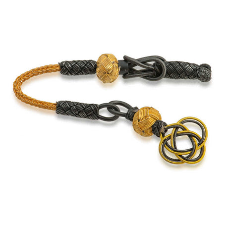 Luxury Prayer Bead Tassel - Gold-Tone & Black Braided Knot