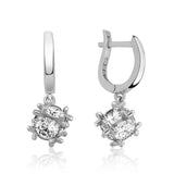 Sterling Silver Dangle Earrings - Brilliant Cage-Set Cubic Zirconia
