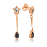 Rose Gold Tone Star & Mystic Topaz Dangle Earrings