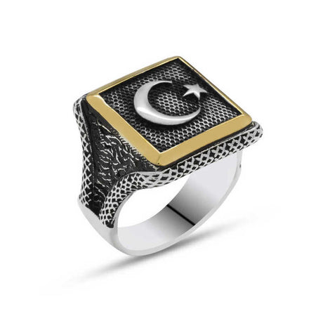 Premium Sterling Silver Turkish Flag Men's Ring