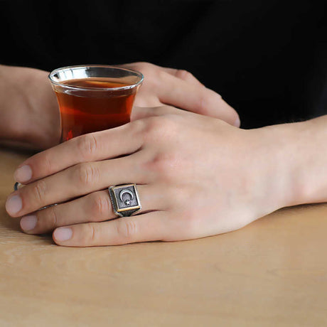Premium Sterling Silver Turkish Flag Men's Ring