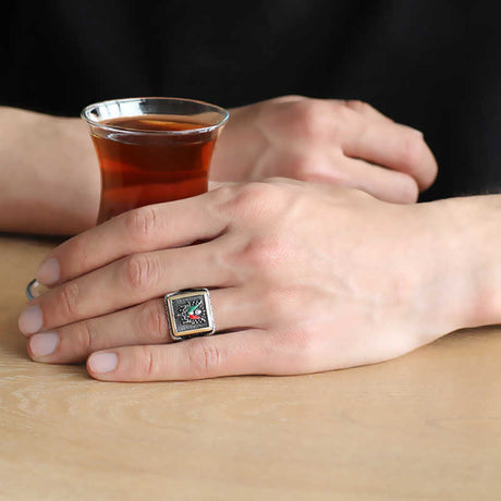 Premium Sterling Silver Ottoman Crest Men's Ring