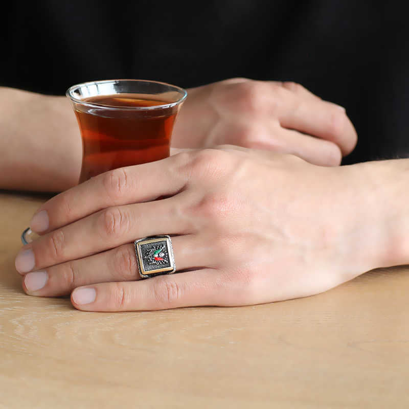 Premium Sterling Silver Ottoman Crest Men's Ring