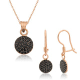 Rose Gold Plated Sterling Silver Black Zircon Pave Jewelry Set