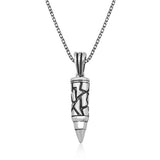 Men's Necklace - Sterling Silver Textured Bullet Pendant