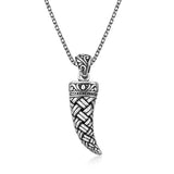 Men's Sterling Silver Braided Tusk Pendant Necklace