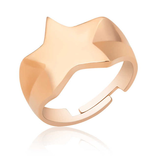 Adjustable Ring - Rose Gold Tone Celestial Star Design