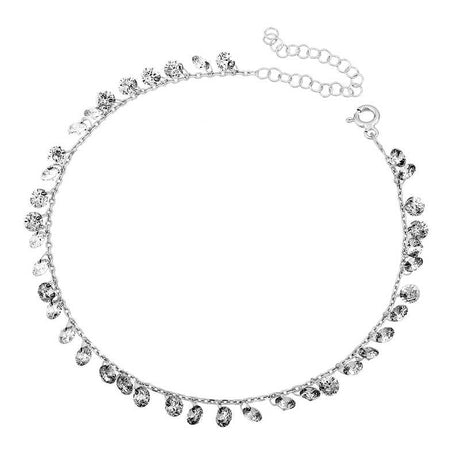 Anklet - Silver-Tone Dainty Dangle Crystal Sparkle