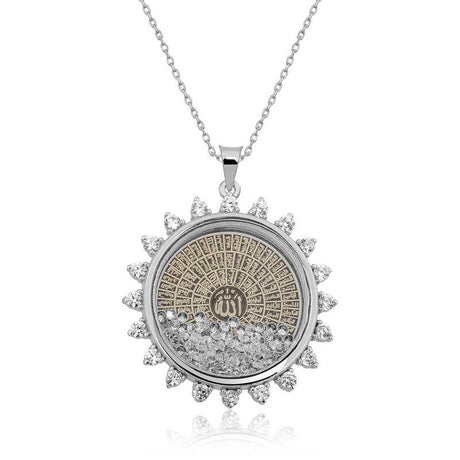 Sterling Silver Esmaul Husna Necklace - CZ Halo Floating Stones