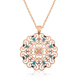 Rose Gold Plated Sterling Silver Ethnic Medallion Necklace