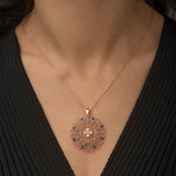 Rose Gold Plated Sterling Silver Ethnic Medallion Necklace