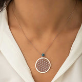 Rose Gold Plated Flower of Life & Evil Eye Necklace