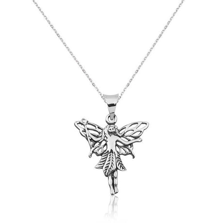 Sterling Silver Fairy Pendant Necklace - Whimsical Angelic Charm