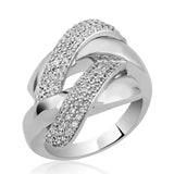Ring - Sterling Silver Intertwined Pave Statement Ring