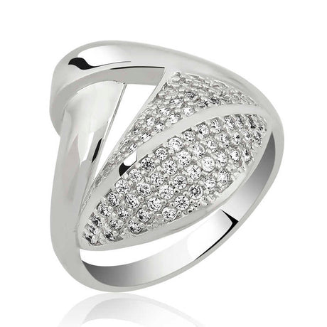 Ring - Sterling Silver Tone Cubic Zirconia Pavé Statement Ring