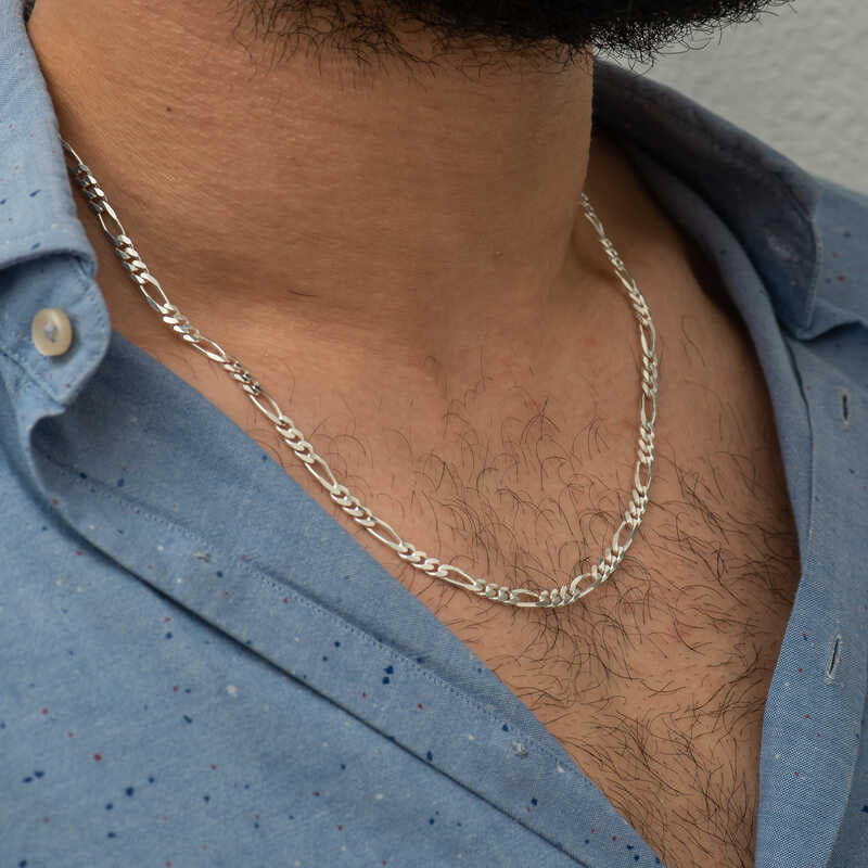 Sterling Silver Figaro Chain Necklace - Classic Style
