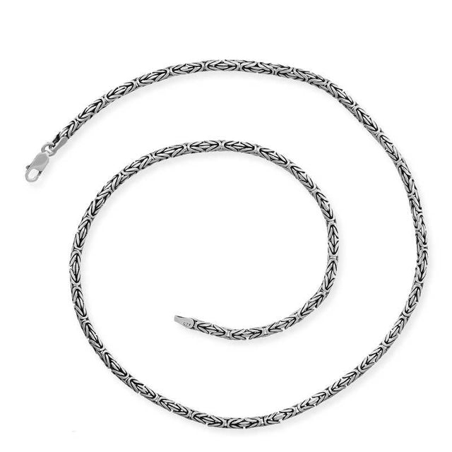 Sterling Silver - Flat Byzantine King Chain Necklace
