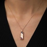 Rose Gold Plated Personalized Locket Necklace with Gemstone Accents