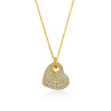 Necklace - Gold-Plated Sterling Silver Sparkling Pave Heart
