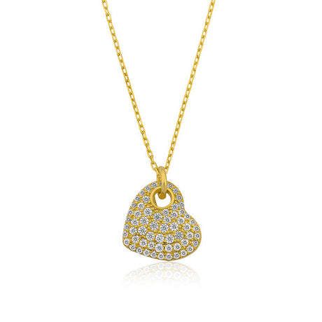 Necklace - Gold-Plated Sterling Silver Sparkling Pave Heart