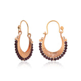 Bohemian Hoop Earrings - Gold-Tone with Bordeaux Beads