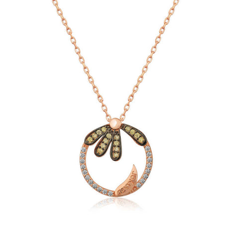 Necklace - Rose Gold Plated Silver Daisy 'Seviyor' Zirconia