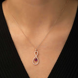 Rose Gold-Tone Pave Infinity Heart Pendant Necklace with Pink Stone