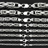 スターリングシルバー キングチェーンネックレス - 精巧なビザンチンデザイン