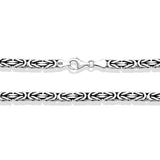 Bold Sterling Silver King Chain - Intricate Byzantine Design