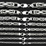 Sterling Silver King Chain Necklace - Intricate Byzantine Link