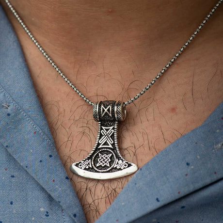 Axe Pendant Necklace - Sterling Silver Norse Mythology Design
