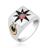 Premium Sterling Silver North Star Mens Signet Ring