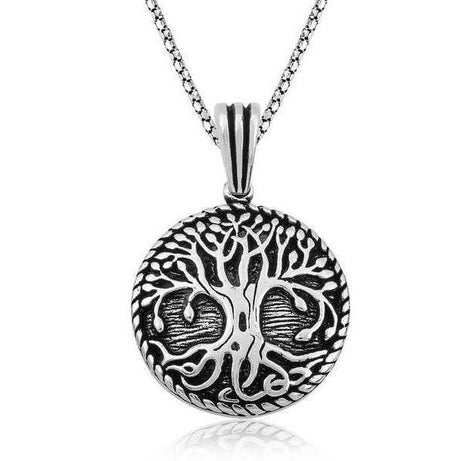 Necklace - Sterling Silver Rooted Tree of Life Medallion Pendant