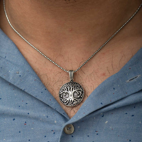 Necklace - Sterling Silver Rooted Tree of Life Medallion Pendant