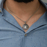 Collana - Ciondolo Medaglione Albero della Vita Radicato in Argento Sterling