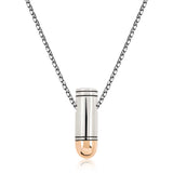 Two-Tone Bullet Pendant Necklace - Modern Silver & Rose Gold Style