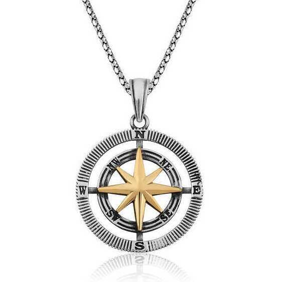 Compass Necklace - Sterling Silver & Gold-Tone Guide
