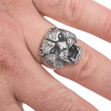 Sterling Silver Roaring Puma Head Men's Ring