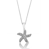 Sterling Silver Necklace - Sparkling Pavé Starfish Pendant
