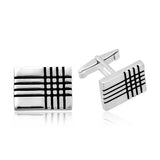 Cufflinks - Silver-Tone Classic Grid Pattern Design