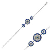 Sterling Silver Evil Eye Bracelet - Dainty & Sparkling Zirconia