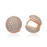 Rose Gold Plated Sterling Silver - Sparkling Pavé Dome Huggie Earrings