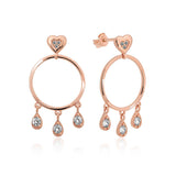 Drop Earrings - Rose Gold Plated Sterling Silver Heart Hoop