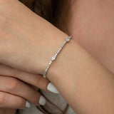 Silver-Tone Tennis Bracelet - Pear & Round Cut CZ Stones