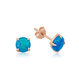Stud Earrings - Rose Gold Plated Teal Opal Solitaire Studs