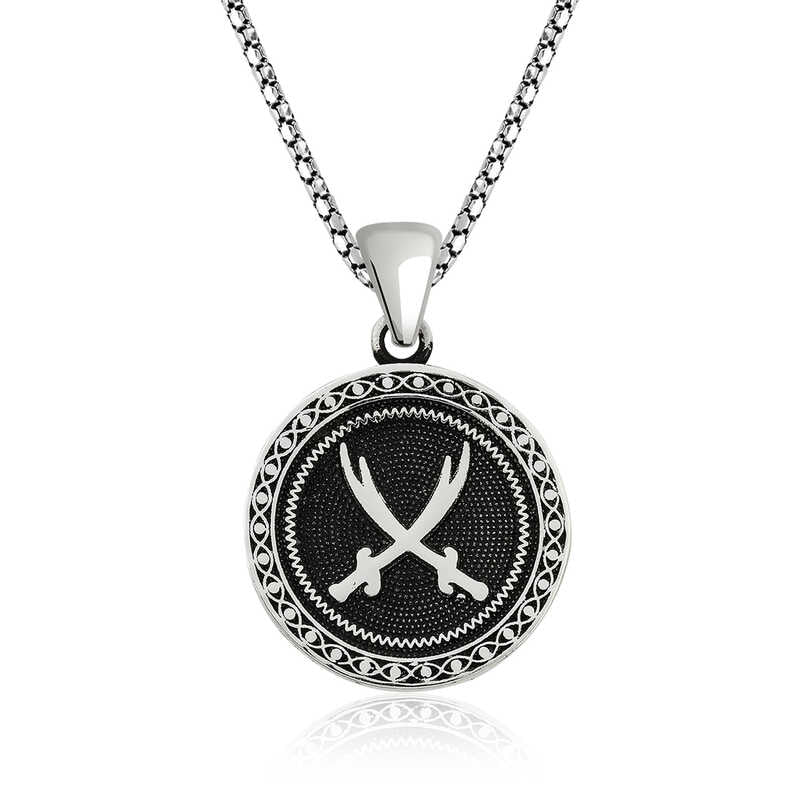 Sterling Silver Zulfiqar Sword Medallion Necklace - TryAladdin