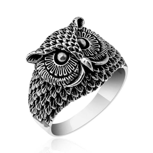 Premium Sterling Silver Owl Men's Ring